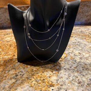 925 Multi-Strand clear crystal Station Necklace - Women Jewelry